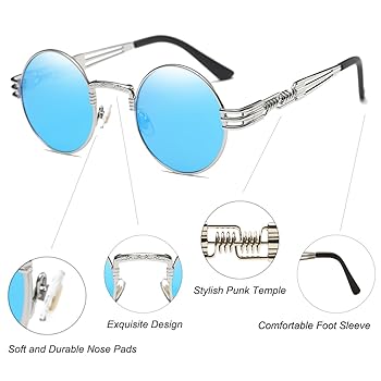 Amazon.com: Dollger Blue Polarized Glasses Round Sunglasses